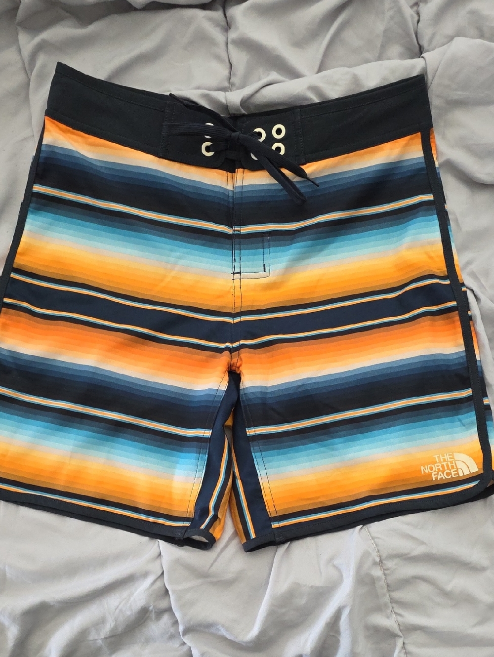 The North Face Men’s Gradient Stripe Swim Shorts - Orange, Blue ,Black Size 30 S